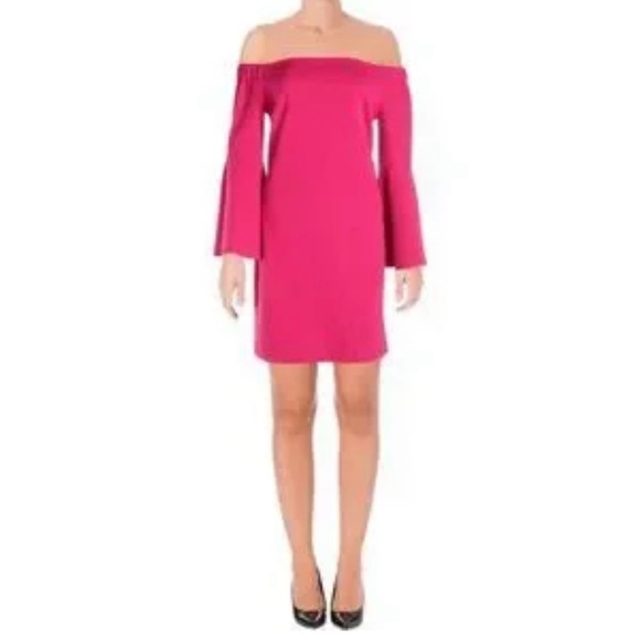 CeCe Off Shoulders Mini Dress, Size 10 Color Hot Pink - Picture 1 of 9